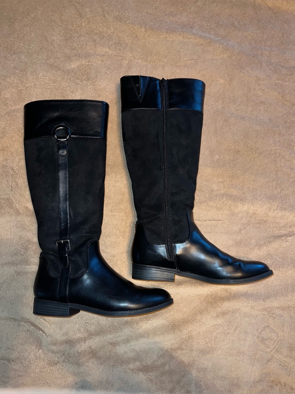 GH Bass Black Tall Women's Riding Boots - Sleek Leather & Suede